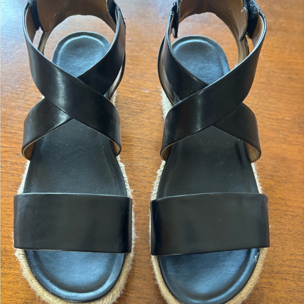 Franco Sarto Black Espadrille Platform Sandals